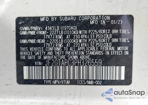 2023 Subaru Crosstrek Premium from USA, damaged, VIN JF2GTAPC3PH326559